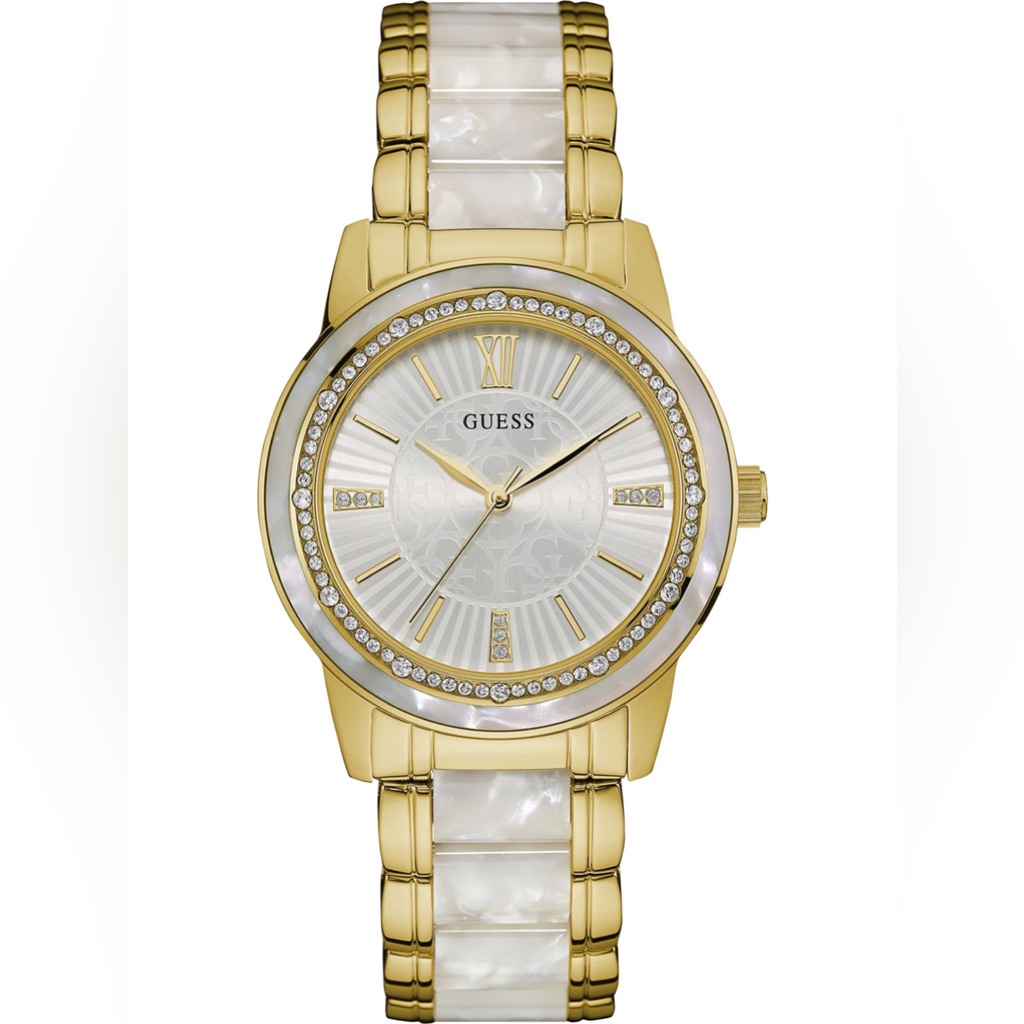 Guess Trinity Silver Dial Stainless Steel With Marble Ladies Watch W0706l3